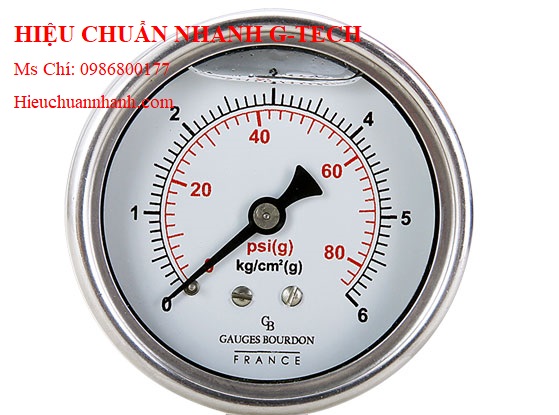 Hiệu chuẩn đồng hồ áp suất Gb-France LFSPGB (mặt 63 vỏ inox chân đồng, 0-2.5 kg/cm²(g)).Hiệu chuẩn nha G-tech
