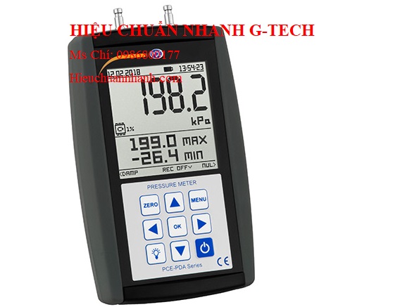 Hiệu chuẩn  máy đo áp suất chênh lệch PCE PDA 10L (± 20 kPa; ± 0.5%).Hiệu chuẩn nhanh G-tech
