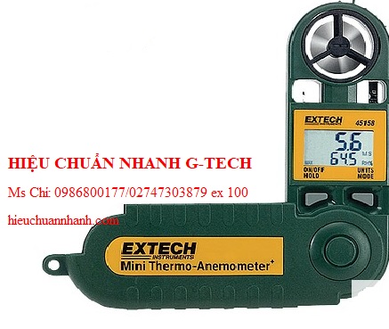Hiệu chuẩn máy đo nhiệt độ, tốc độ gió, độ ẩm EXTECH 45158 (28m/s). Hiệu chuẩn nhanh G-tech