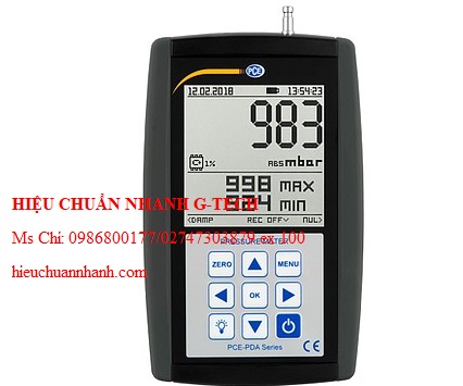Hiệu chuẩn máy đo áp suất PCE PDA A100L (0~200 kPa, < ± 0.5%). Hiệu chuẩn nhanh G-tech