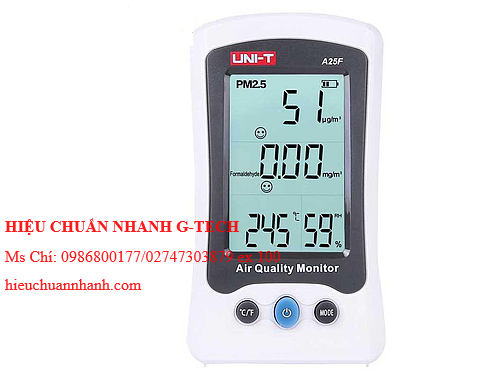 Hiệu chuẩn  máy đo nồng độ bụi PM2.5 UNI-T A25F (0~2mg/m³,0~500μg/m³). Hiệu chuẩn nhanh G-tech