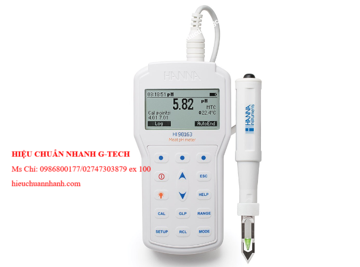 Hiệu chuẩn máy Đo pH/Nhiệt Độ Trong Thịt Thế Hệ Mới HANNA HI98163 (-2.0 ~ 20.0 pH). Hiệu chuẩn nhanh, uy tín chất lượng tại Quảng Ngãi