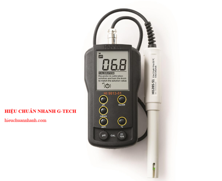 Máy đo pH/EC/TDS/nhiệt độ HANNA HI9813-51 (0~14.0pH,0~4.00mS/cm, 0~1999mg/L,0~50.0°C). Hiệu chuẩn nhanh uy tín,chất lượng tại Biên Hòa