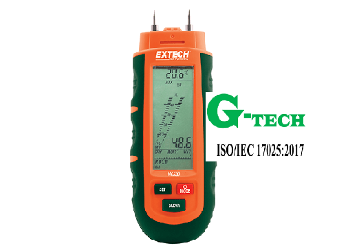 Hiệu chuẩn Máy đo độ ẩm gỗ và vật liệu xây dựng EXTECH MO230 (0 đến 75%, 0.1 đến 24%) – G-TECH.